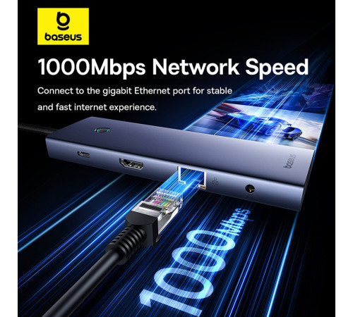 USB-хаб Baseus UltraJoy Series 10-Port HUB Docking Station Space Grey（Type-C to HDMI4K@60Hz*1+VGA*1+USB 3.0*3+PD*1+RJ45*1+SD/TF*1+3.5mm*1） (B0005280C811-00)