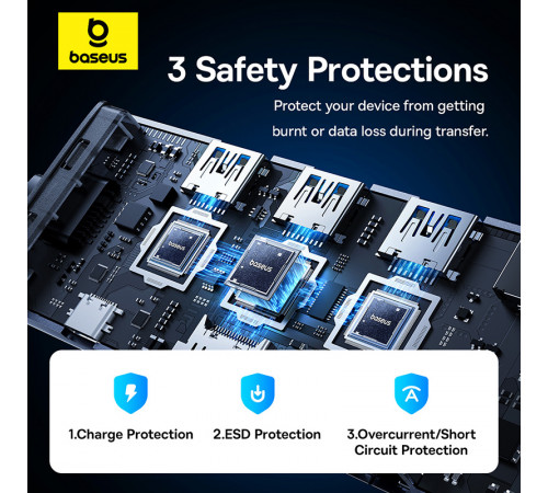 USB-хаб Baseus UltraJoy Series 10-Port HUB Docking Station Space Grey（Type-C to HDMI4K@60Hz*1+VGA*1+USB 3.0*3+PD*1+RJ45*1+SD/TF*1+3.5mm*1） (B0005280C811-00)