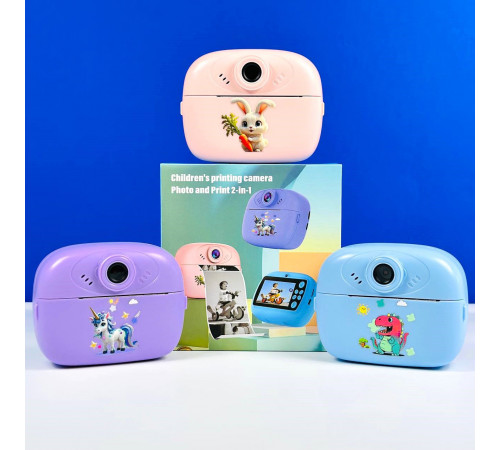 Дитяча фотокамера Звірятки AM300 із функцією друку та з фронтальною камерою
