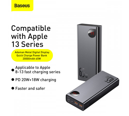 УМБ Power Bank Baseus Adaman Metal 20000mAh 65W Digital Display (PPIMDA-D01)