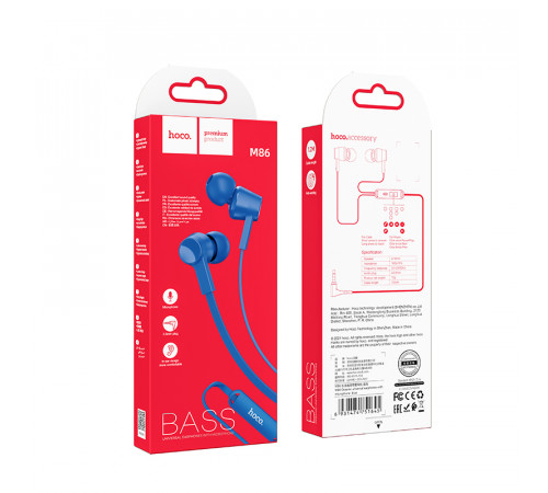 Навушники Hoco M86 Oceanic 3.5mm Blue