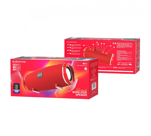Портативна колонка BOROFONE BR3 Rich sound sports wireless speaker Red (6931474715586)