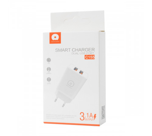 Мережевий зарядний пристрій WUW-C155 2USB 3.1A white (WUW-C155)