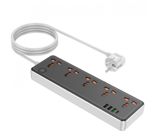 Мережевий подовжувач HOCO AC14A Rico 5-position socket(PD30W/1C3A) Black (6942007607179)