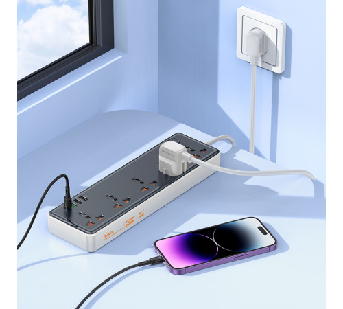 Мережевий подовжувач HOCO AC14A Rico 5-position socket(PD30W/1C3A) Black (6942007607179)