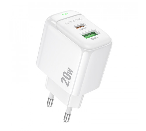 Мережевий зарядний пристрій BOROFONE BAS44A Potential PD20W+QC3.0 charger(EU) White (6941991113840)