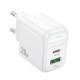 Мережевий зарядний пристрій BOROFONE BAS44A Potential PD20W+QC3.0 charger(EU) White (6941991113840)