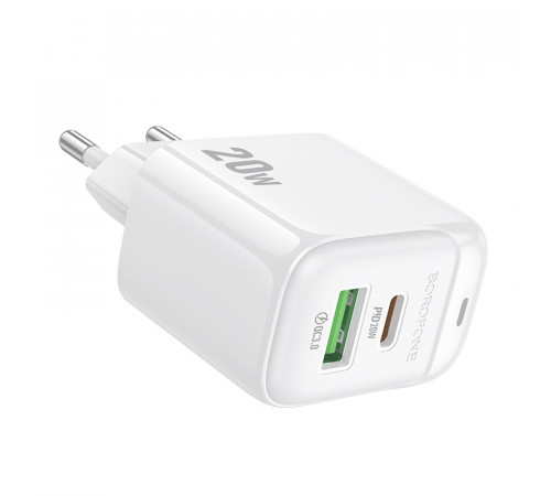 Мережевий зарядний пристрій BOROFONE BAS44A Potential PD20W+QC3.0 charger(EU) White (6941991113840)