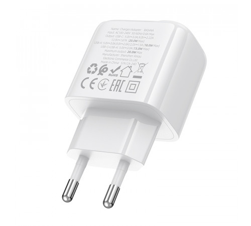 Мережевий зарядний пристрій BOROFONE BAS44A Potential PD20W+QC3.0 charger(EU) White (6941991113840)