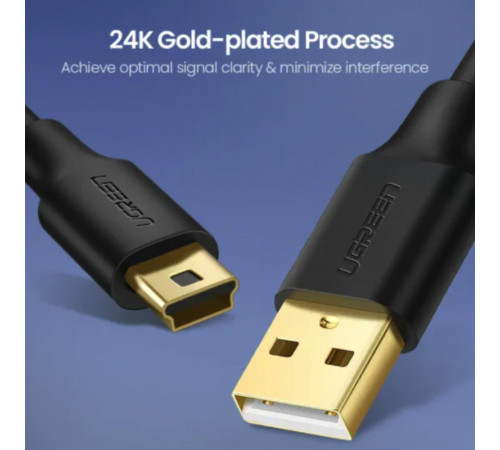 Перехідник UGREEN US132 USB 2.0 A Male to Mini 5 Pin Male Cable 1m (Black)(UGR-10355) (UGR-10355)