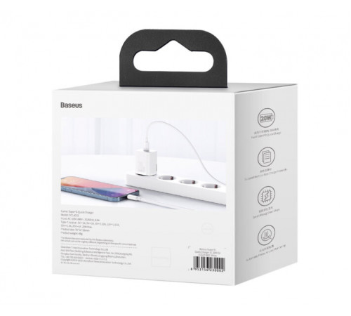 Мережевий зарядний пристрій Baseus Super Si Quick Charger 1C 20W EU White (CCSUP-B02)