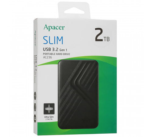Зовнішній жорсткий диск PHD External 2.5'' Apacer USB 3.2 Gen. 1 AC236 2Tb Black (color box) (AP2TBAC236B-1)