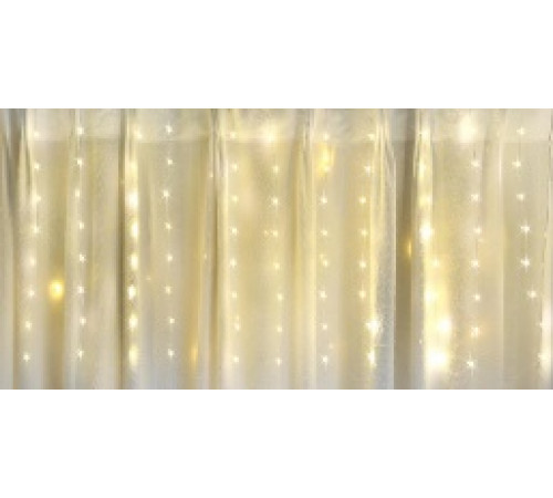Гирлянда RD-9002 Штора бахрома 150LED 3mх1m, 15LEDX10 сосулек (контрол.220V) с хвост. заглуш. Цвет ламп-Холодный Белый [602] (100 шт/ящ)