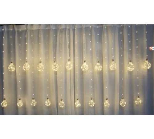 НЕТУ Гирлянда RD-9012 Штора 400LED 20 шариков 8 см, ширина 6m,220v Цвет ламп-Микс (12 шт/ящ)