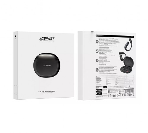 Бездротові навушники TWS ACEFAST FA002 ACEFIT Air wireless earbuds, ENC, IP54, Black (6974316283621)