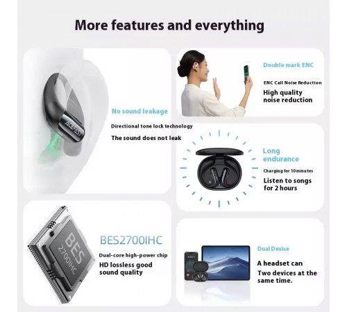 Бездротові навушники TWS ACEFAST FA002 ACEFIT Air wireless earbuds, ENC, IP54, Black (6974316283621)