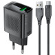 Мережевий зарядний пристрій з кабелем ACEFAST A90 QC18W GaN single USB-A charger set (P3) (EU) Black (6974316280064)