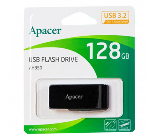 Флеш-накопичувач Apacer USB 3.2 Gen 1 AH350 128Gb Black (AP128GAH350B-1)