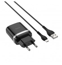 Мережевий зарядний пристрій з кабелем HOCO C12Q Smart QC3.0 charger set(Micro) 18W Black (6931474716279)