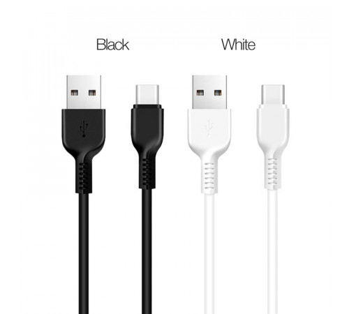 Кабель HOCO X20 USB to Type-C 3A, 1m, PVC, TPE connectors, Black (6957531068846)