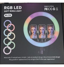 Кольцевая LED лампа RGB MJ36 (36см) (3 крепление) (управление на проводе) // [403] // [204] // [101] (20 шт/ящ)