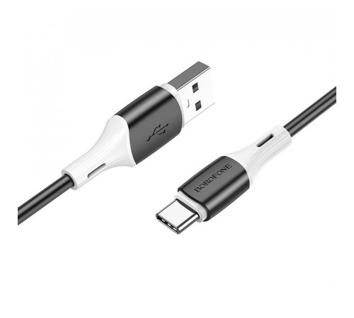 Кабель BOROFONE BX79 USB to Type-C 3A, 1m, silicone, silicone connectors, Black (6974443384789)
