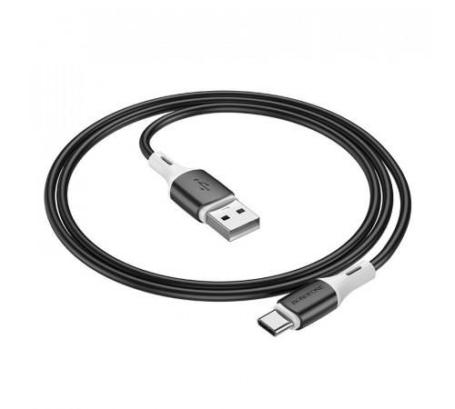 Кабель BOROFONE BX79 USB to Type-C 3A, 1m, silicone, silicone connectors, Black (6974443384789)