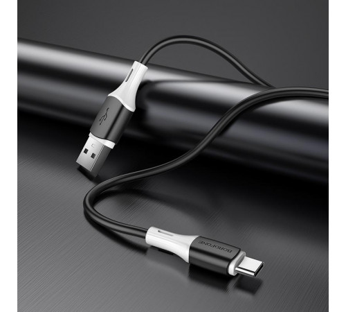 Кабель BOROFONE BX79 USB to Type-C 3A, 1m, silicone, silicone connectors, Black (6974443384789)