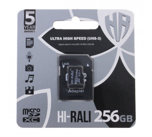Карта памяти micro SDHC 256GB HI-RALI (class10) (UHS-3) (с адаптером)