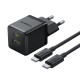 Мережевий зарядний пристрій з кабелем Baseus Palm Fast Charger C+U 30W EU Cluster Black (with Baseus Mini White Cable USB-C to USB-C 60W (20V/3A) 1m) (P1011160A113-01)