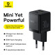 Мережевий зарядний пристрій з кабелем Baseus Palm Fast Charger C+U 30W EU Cluster Black (with Baseus Mini White Cable USB-C to USB-C 60W (20V/3A) 1m) (P1011160A113-01)