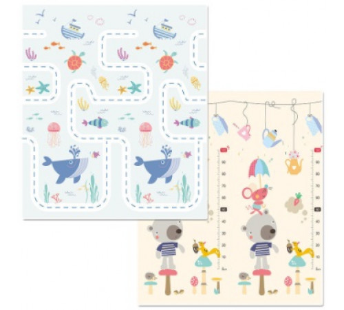 НЕТУ Детский игровой двухсторонний коврик "КИТ дорога - МИШКА голубой" 2м*1,8м (толщина-1см) (10 шт/ящ)