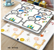 НЕТУ Детский игровой двухсторонний коврик "ДОРОГА машинка - ЦИФРЫ животные" 2м*1,8м (толщина-1см) (10 шт/ящ)