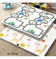 НЕТУ Детский игровой двухсторонний коврик "ДОРОГА машинка - ЦИФРЫ животные" 2м*1,8м (толщина-1см) (10 шт/ящ)