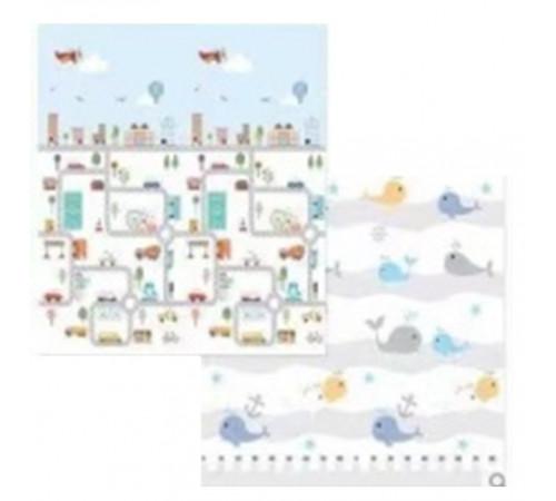 НЕТУ Детский игровой двухсторонний коврик "ГОРОД - ОКЕАН" 2м*1,8м (толщина-1см) (10 шт/ящ)