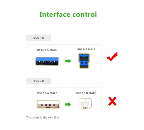 Кабель UGREEN US210 USB 3.0 AM to BM Print Cable 2m (Black）(UGR-10372) (UGR-10372)