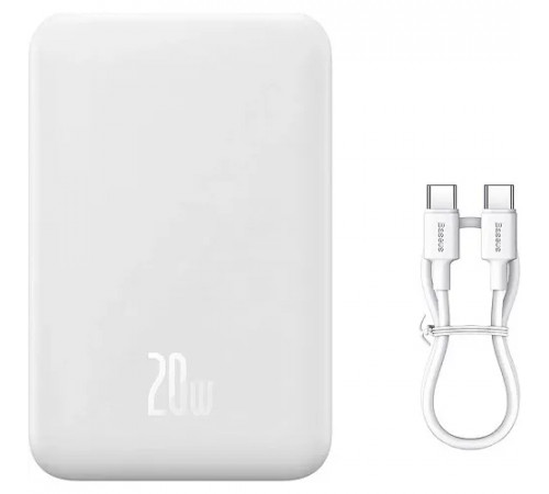 Зовнішній акумулятор Baseus Magnetic Mini Wireless Fast Charge Power Bank 10000mAh 20W White (PPCX070002)