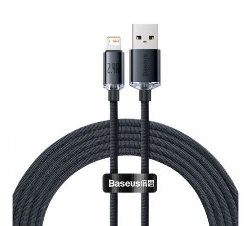 Кабель Baseus Crystal Shine Series Fast Charging Data Cable USB to iP 2.4A 2m Black (CAJY000101)