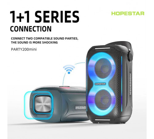 УЦІНКА Колонка HOPESTAR Party 200 mini з радіо (12,18*10,4*21,5 см) (під ремонт)