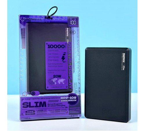 УМБ Power Bank Remax RPP-109 Vocard Pro Series Magnetic 10000mAh PD20W з  бездротовою зарядкою