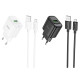 Мережевий зарядний пристрій з кабелем HOCO C140A Smart single port QC3.0 charger set(Micro)(EU) Black (6942007627801)