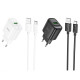 Мережевий зарядний пристрій з кабелем HOCO C140A Smart single port QC3.0 charger set(Type-C)(EU) Black (6942007627825)