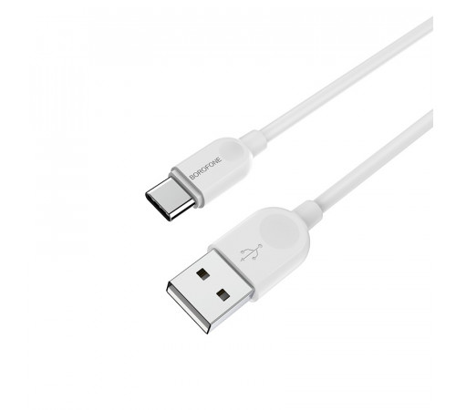 Кабель BOROFONE BX14 USB to Type-C 2.4A, 2m, PVC, TPE connectors, White (6957531090021)