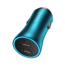 Автомобільний зарядний пристрій Baseus Golden Contactor Pro Dual Fast Charger Car Charger C+C 40W Blue (CGJP000003)
