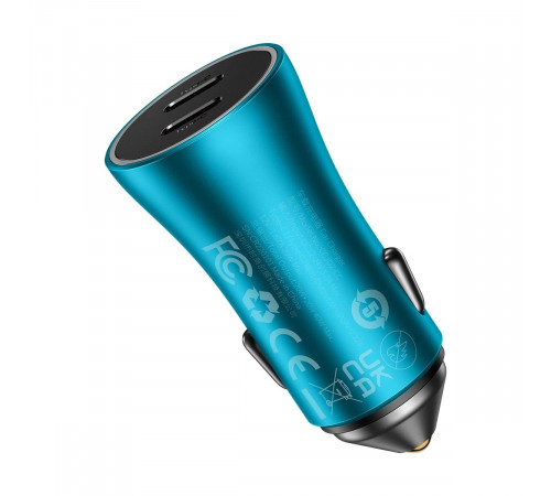 Автомобільний зарядний пристрій Baseus Golden Contactor Pro Dual Fast Charger Car Charger C+C 40W Blue (CGJP000003)