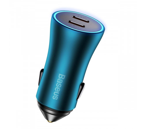 Автомобільний зарядний пристрій Baseus Golden Contactor Pro Dual Fast Charger Car Charger C+C 40W Blue (CGJP000003)