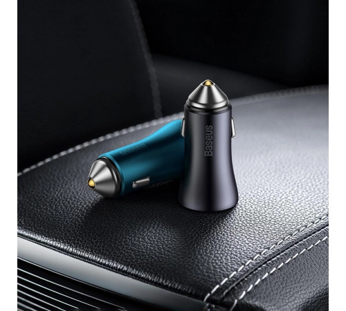 Автомобільний зарядний пристрій Baseus Golden Contactor Pro Dual Fast Charger Car Charger C+C 40W Blue (CGJP000003)