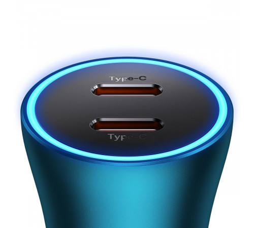 Автомобільний зарядний пристрій Baseus Golden Contactor Pro Dual Fast Charger Car Charger C+C 40W Blue (CGJP000003)