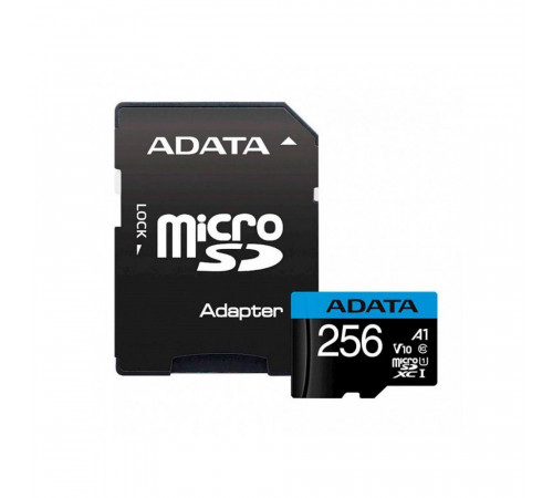 Карта пам'яті microSDXC (UHS-1) A-DATA Premier 256Gb Class 10 А1 (R-100Mb/s)  (adapter SD) (AUSDX256GUICL10A1-RA1)