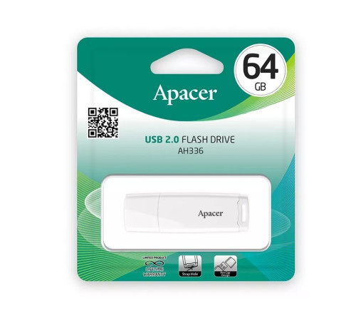 Флеш-накопичувач Apacer USB 2.0 AH336 64Gb White (AP64GAH336W-1)